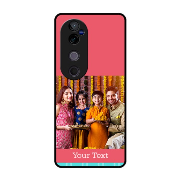 Vivo V40 Pro 5G Custom Glass Phone CasePeach and Blue Color Design