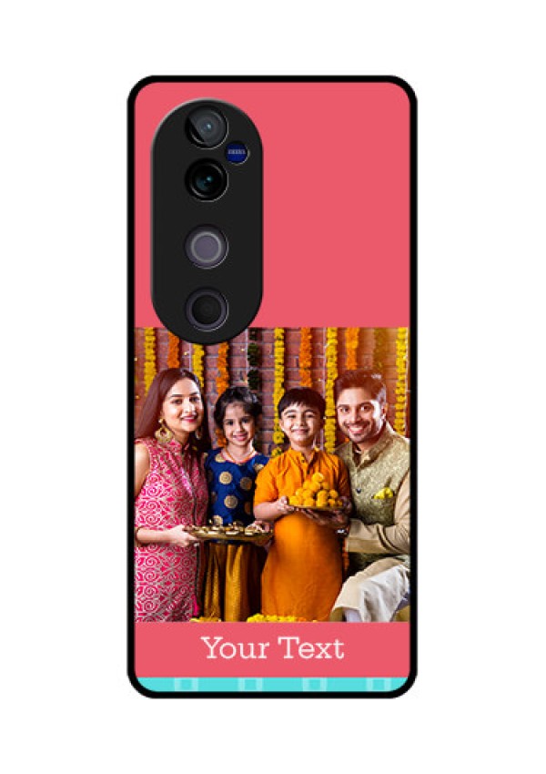 Vivo V40 Pro 5G Custom Glass Phone CasePeach and Blue Color Design