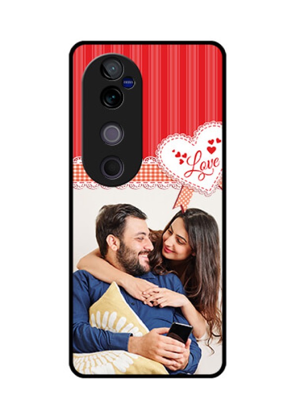 Vivo V40 Pro 5G Custom Glass Phone CaseRed Love Pattern Design