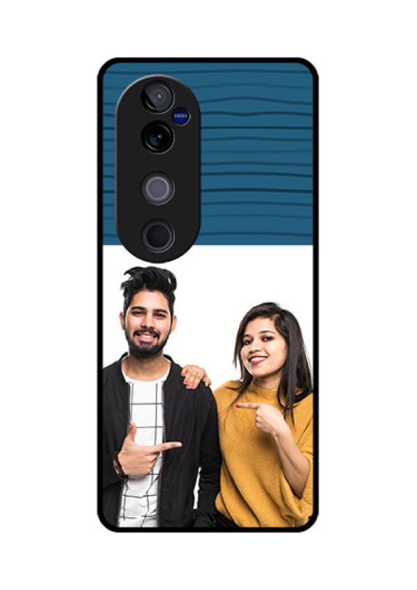 Vivo V40 Pro 5G Custom Glass Phone CaseBlue Pattern Cover Design