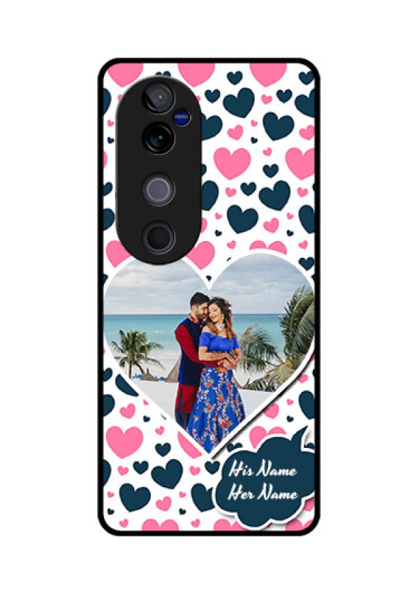 Vivo V40 Pro 5G Custom Glass Phone CasePink and Blue Heart Design