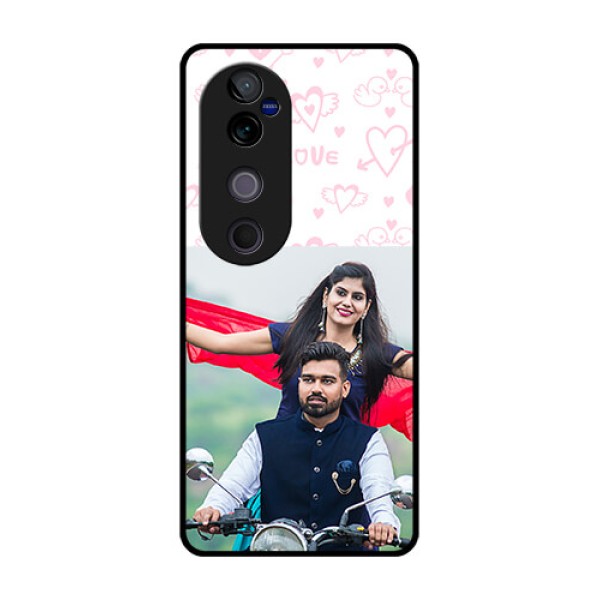 Vivo V40 Pro 5G Custom Glass Phone CasePink Flying Heart Design