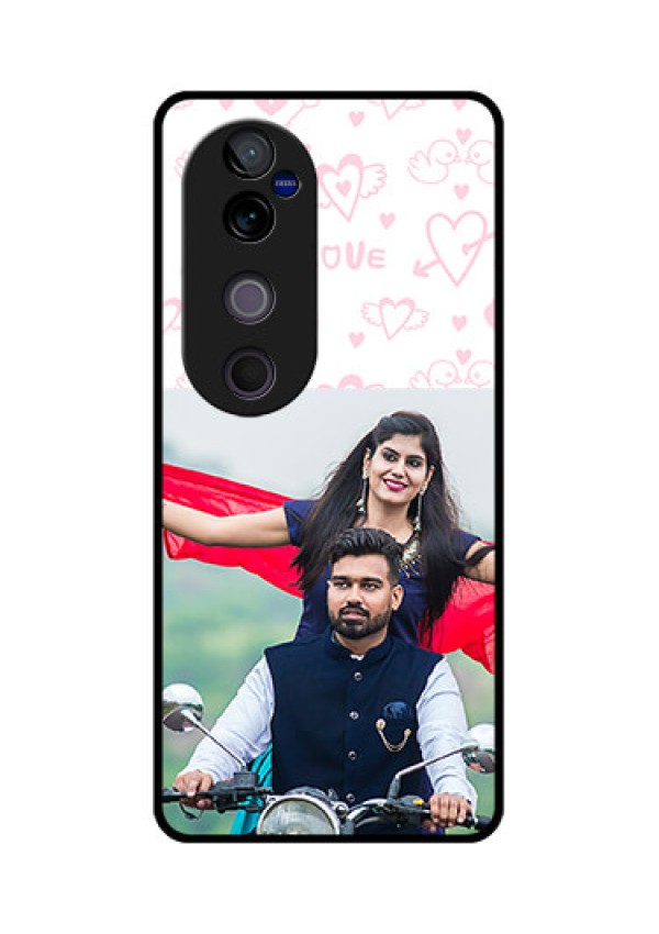 Vivo V40 Pro 5G Custom Glass Phone CasePink Flying Heart Design