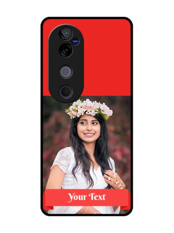 Custom Vivo V40 Pro 5G Custom Glass Phone CaseSimple Red Color Design