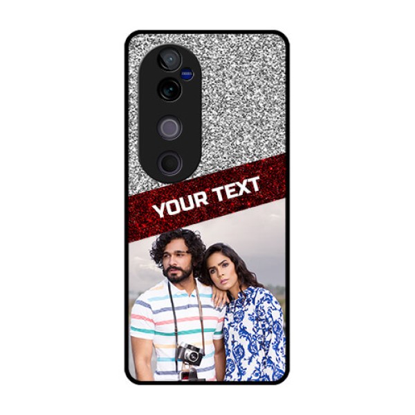 Vivo V40 Pro 5G Custom Glass Phone CaseImage Holder With Glitter Strip Design Vivo V40 Pro 5G Custom Glass Phone CaseImage Holder With Glitter Strip Design