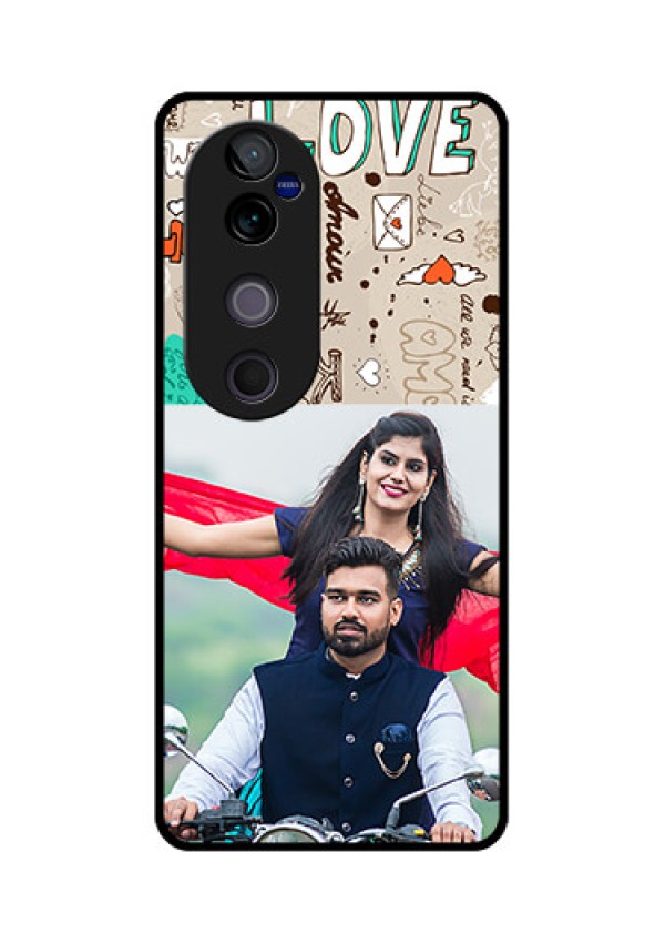 Vivo V40 Pro 5G Custom Glass Phone CaseLove Doodle Pattern