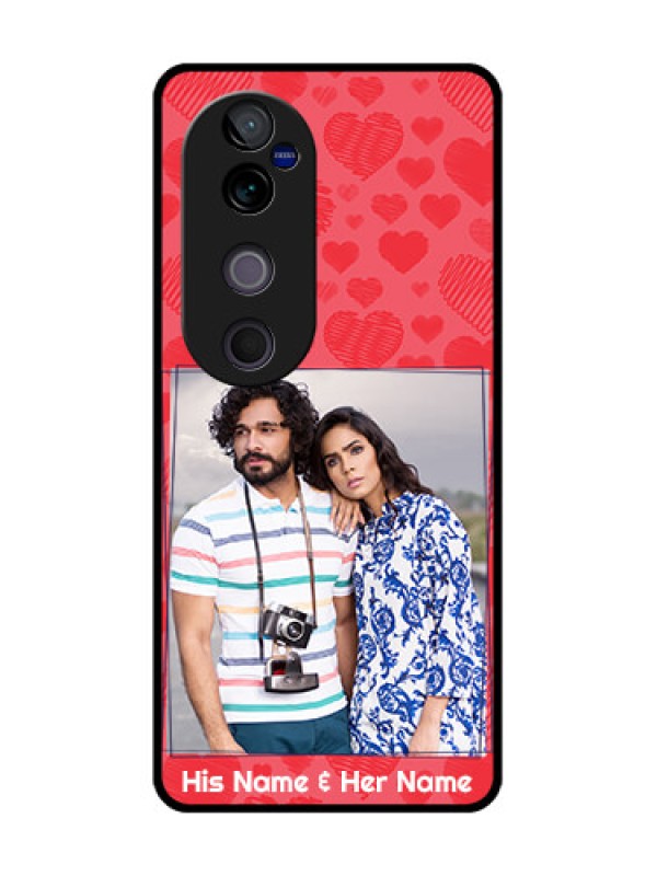 Custom Vivo V40 Pro 5G Custom Glass Phone CaseWith Red Heart Symbols Design
