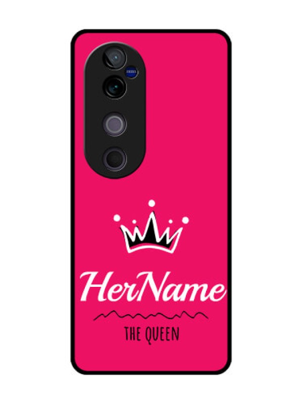 Custom Vivo V40 Pro 5G Custom Glass Phone CaseQueen With Name Design