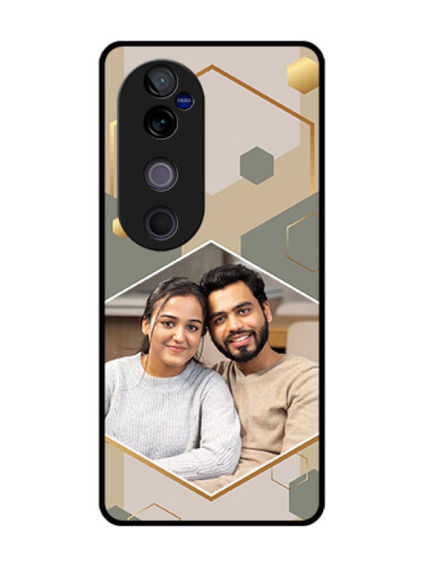 Custom Vivo V40 Pro 5G Custom Glass Phone CaseStylish Hexagon Pattern Design