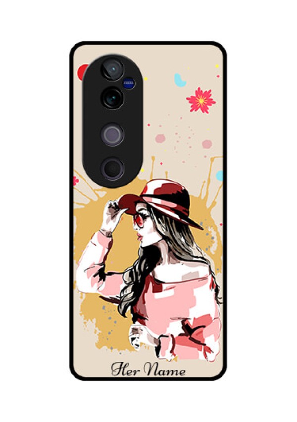 Vivo V40 Pro 5G Custom Glass Phone CaseWomen With Pink Hat Design