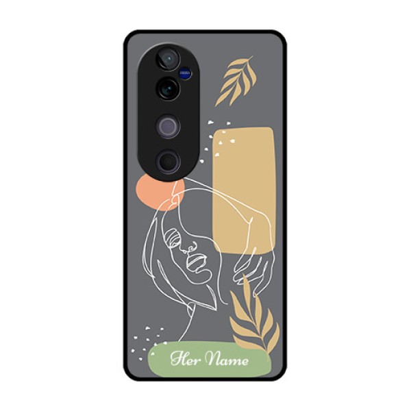 Vivo V40 Pro 5G Custom Glass Phone CaseGazing Woman Line Art Design