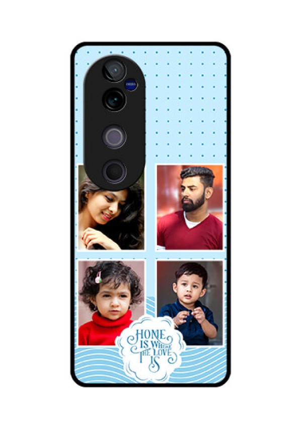 Vivo V40 Pro 5G Custom Glass Phone CaseCute Love Quote With 4 Pic Upload Design