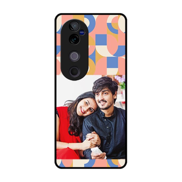 Vivo V40 Pro 5G Custom Glass Phone CaseSemi - Circle Maze Pattern Design