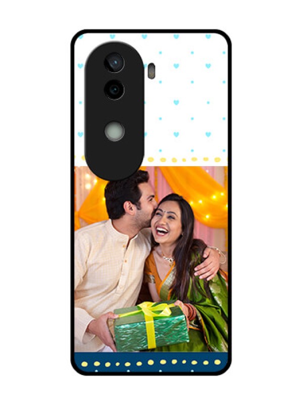 Custom Vivo V40e 5G Custom Glass Phone CaseWhite And Blue Abstract Design