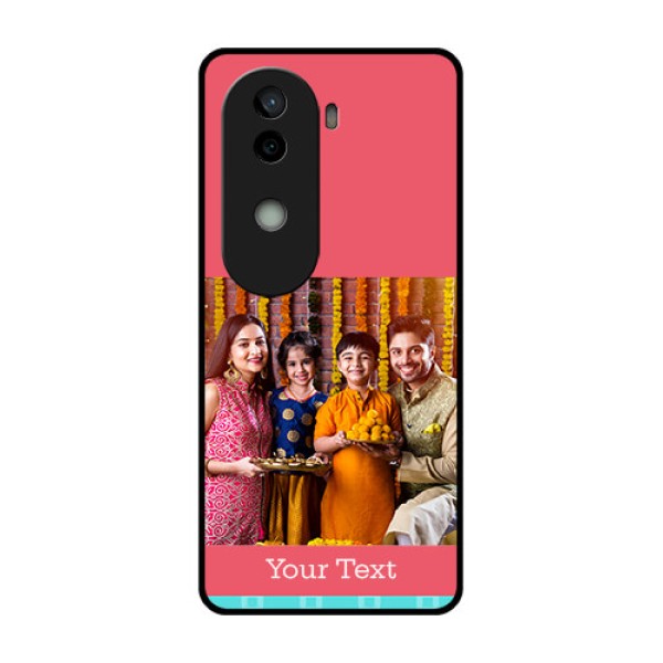 Vivo V40e 5G Custom Glass Phone CasePeach and Blue Color Design