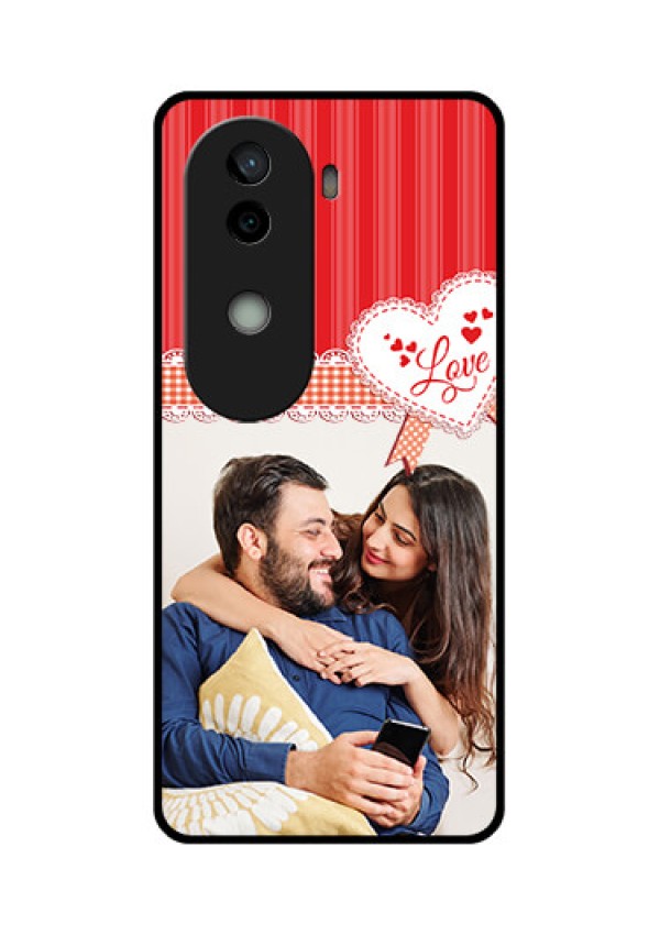 Vivo V40e 5G Custom Glass Phone CaseRed Love Pattern Design