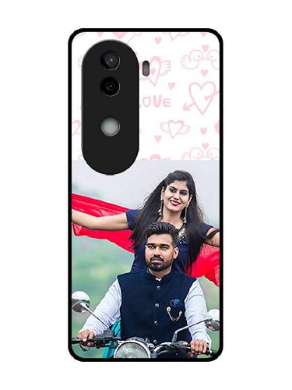 Custom Vivo V40e 5G Custom Glass Phone CasePink Flying Heart Design