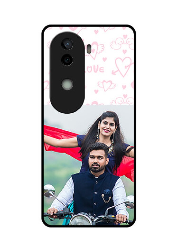 Vivo V40e 5G Custom Glass Phone CasePink Flying Heart Design