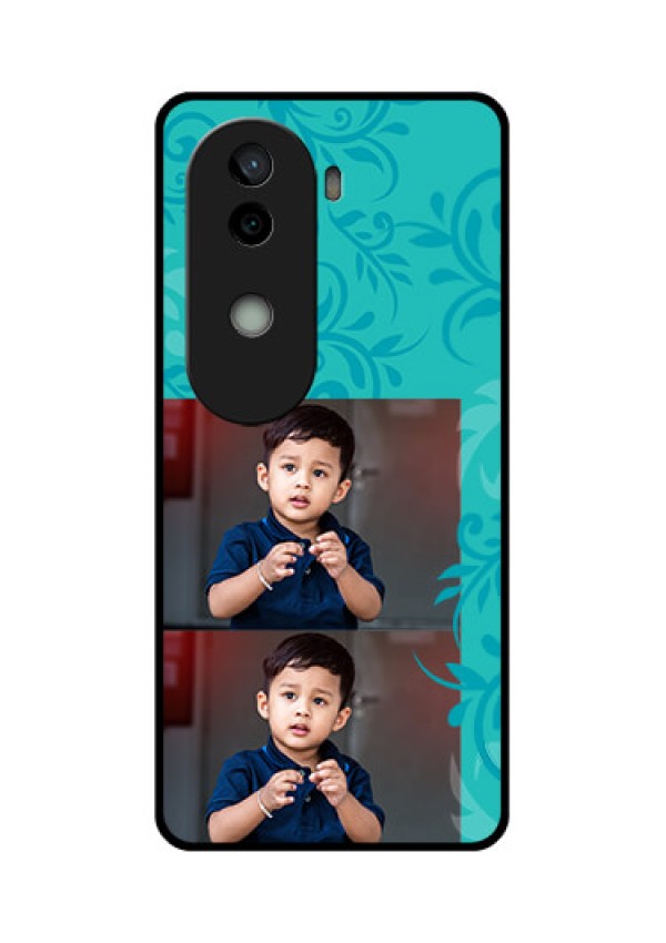 Vivo V40e 5G Custom Glass Phone CaseWith Photo And Green Floral Design
