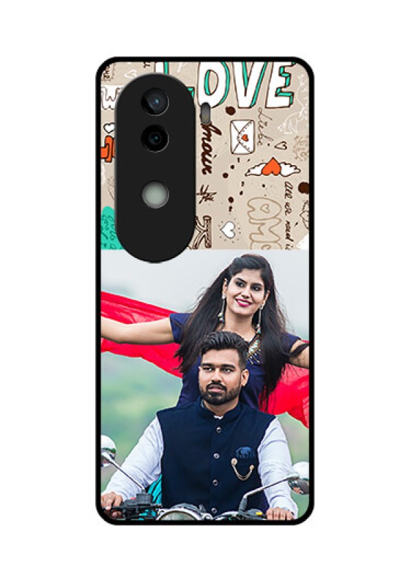 Vivo V40e 5G Custom Glass Phone CaseLove Doodle Pattern