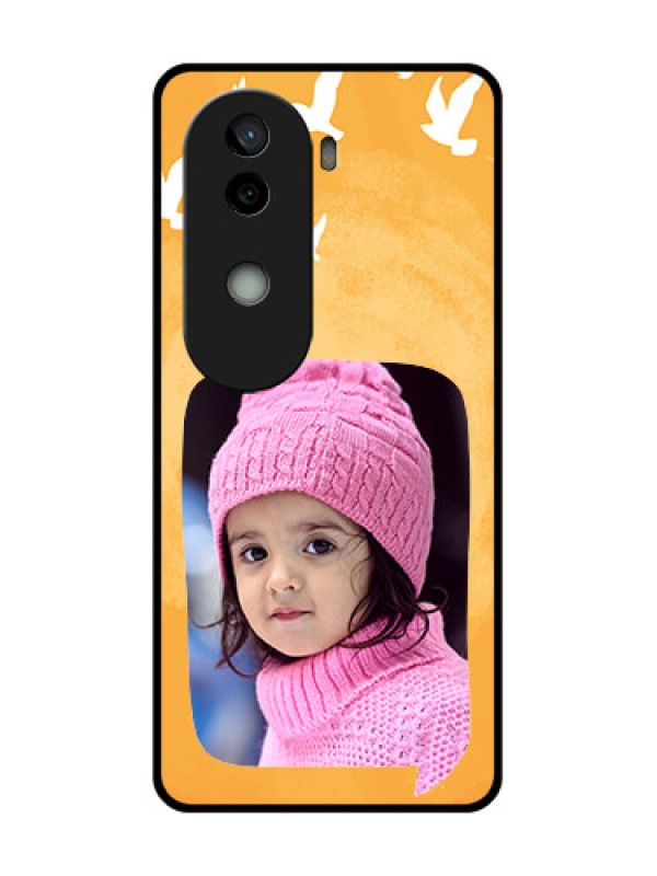 Custom Vivo V40e 5G Custom Glass Phone CaseWater Color Design With Bird Icons