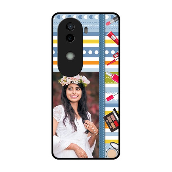 Vivo V40e 5G Custom Glass Phone CaseMakeup Icons Design