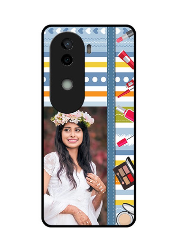 Vivo V40e 5G Custom Glass Phone CaseMakeup Icons Design