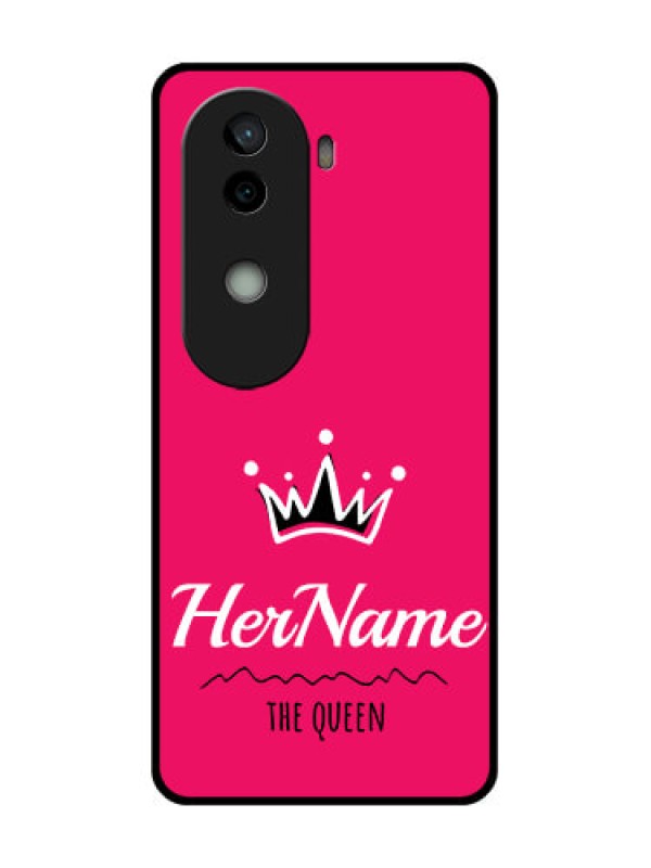 Custom Vivo V40e 5G Custom Glass Phone CaseQueen With Name Design