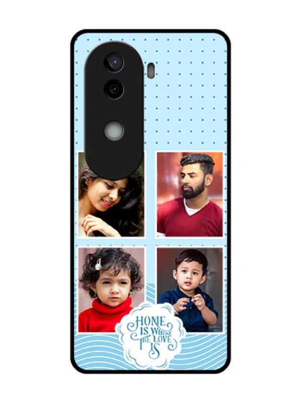 Custom Vivo V40e 5G Custom Glass Phone CaseCute Love Quote With 4 Pic Upload Design