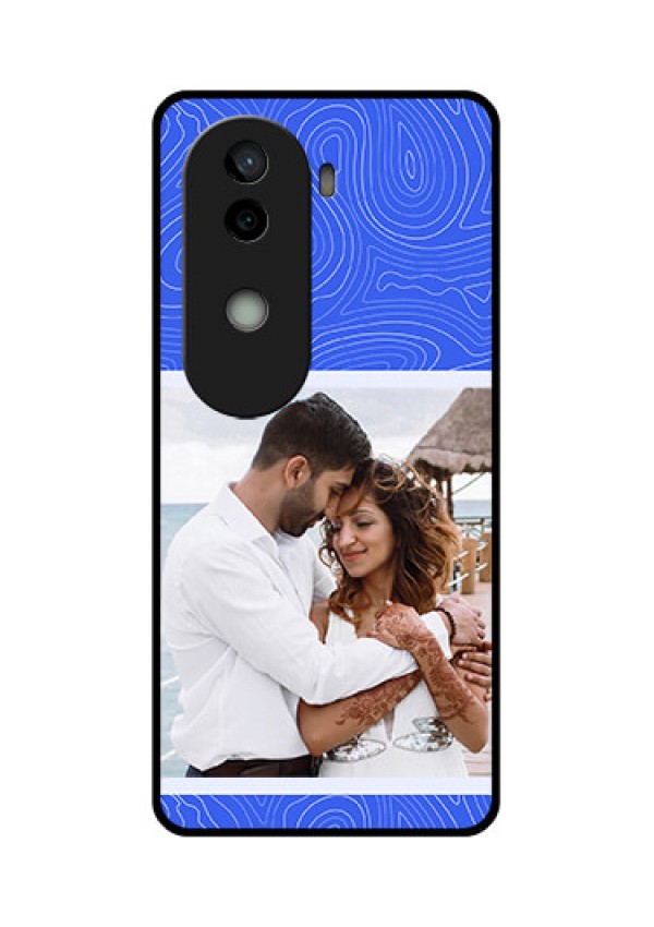 Vivo V40e 5G Custom Glass Phone CaseCurved Line Art With Blue And White Design