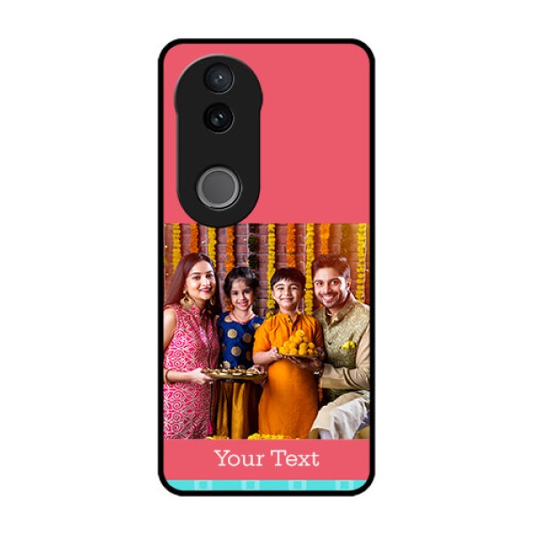 Vivo V50 5G Custom Glass Phone CasePeach and Blue Color Design