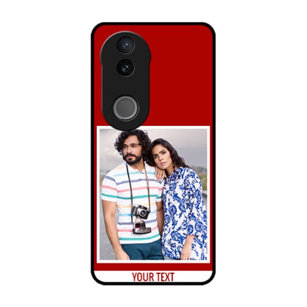 Vivo V50 5G Custom Glass Phone CaseRed Color Design