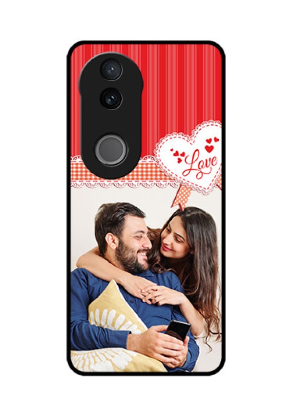 Vivo V50 5G Custom Glass Phone CaseRed Love Pattern Design