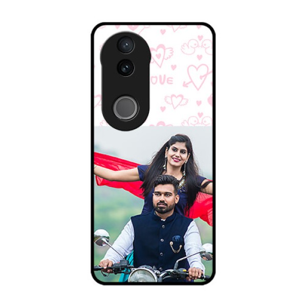 Vivo V50 5G Custom Glass Phone CasePink Flying Heart Design