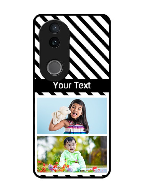 Custom Vivo V50 5G Custom Glass Phone CaseBlack And White Stripes Design