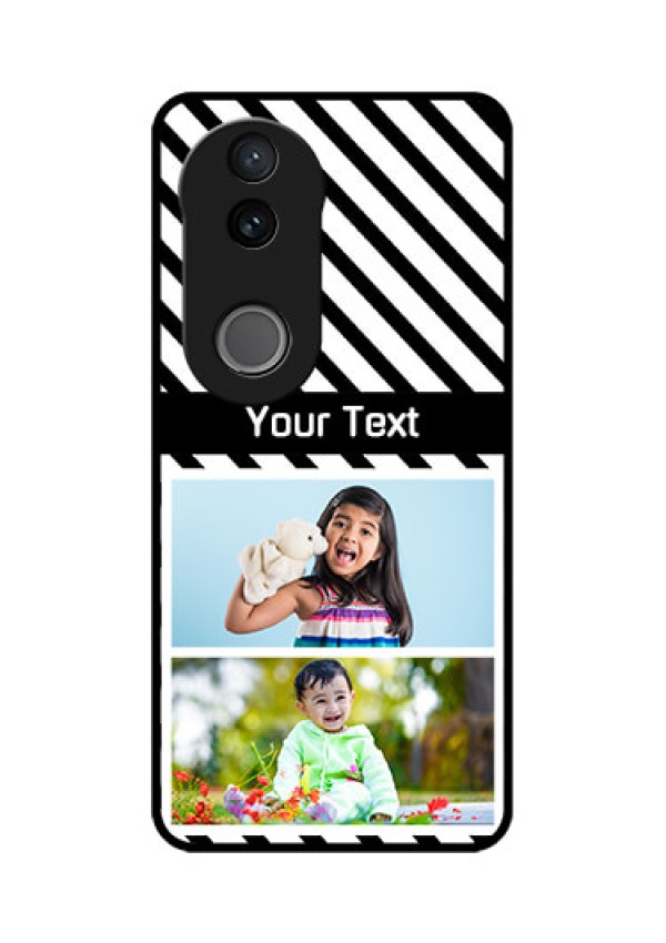 Vivo V50 5G Custom Glass Phone CaseBlack And White Stripes Design