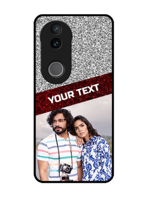 Custom Vivo V50 5G Custom Glass Phone CaseImage Holder With Glitter Strip Design