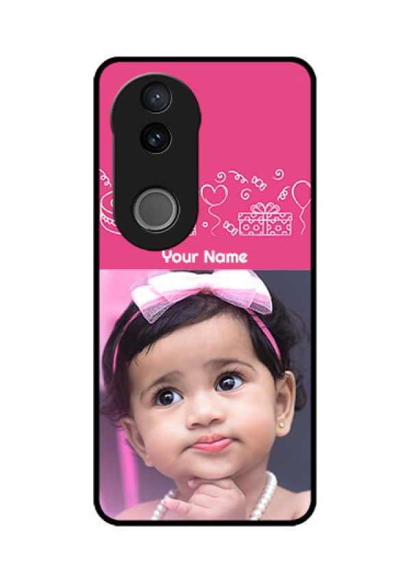 Vivo V50 5G Custom Glass Phone CaseWith Birthday Line Art Design