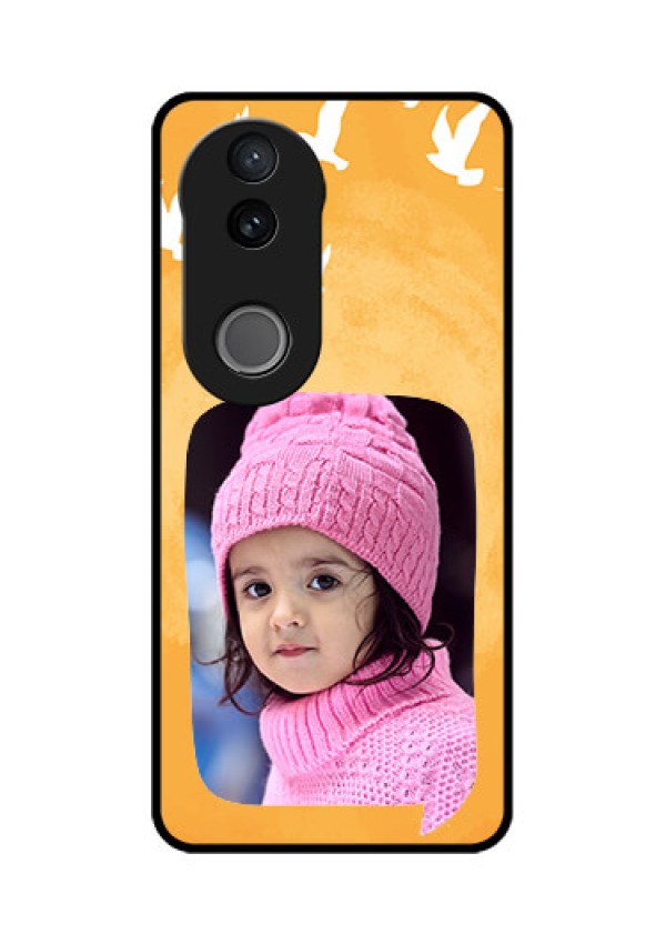 Vivo V50 5G Custom Glass Phone CaseWater Color Design With Bird Icons