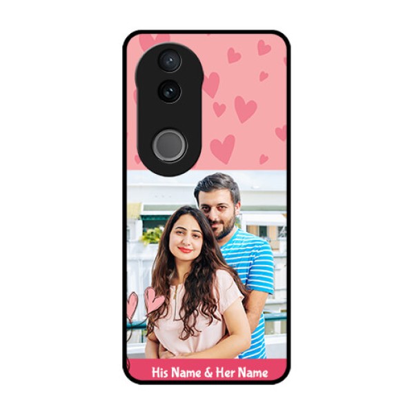 Vivo V50 5G Custom Glass Phone CaseLove Design Peach Color
