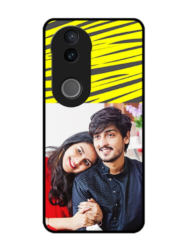 Custom Vivo V50 5G Custom Glass Phone CaseYellow Abstract Design