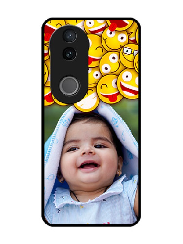 Custom Vivo V50 5G Custom Glass Phone CaseWith Smiley Emoji Design