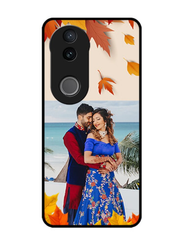 Custom Vivo V50 5G Custom Glass Phone CaseAutumn Maple Leaves Design