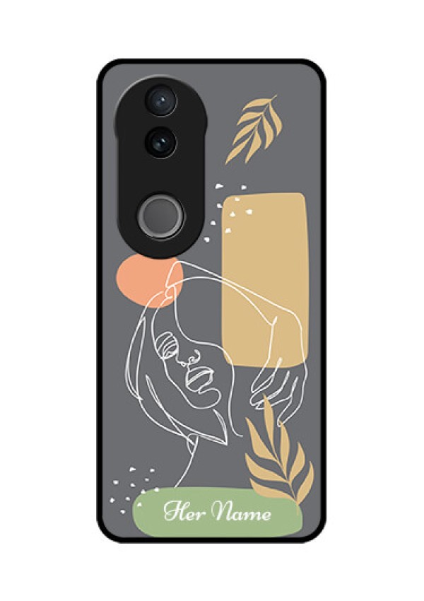 Vivo V50 5G Custom Glass Phone CaseGazing Woman Line Art Design