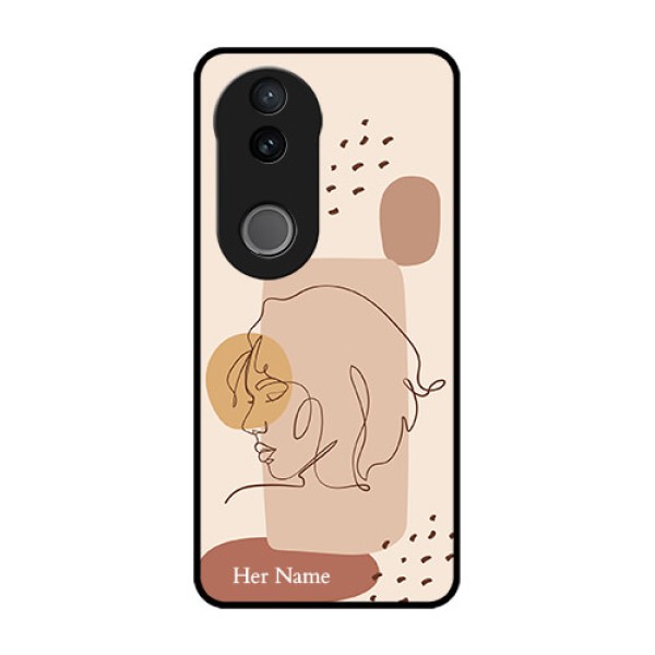 Vivo V50 5G Custom Glass Phone CaseCalm Woman Line Art Design