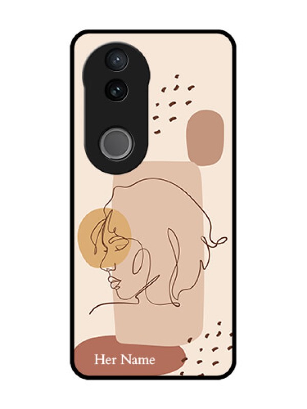 Custom Vivo V50 5G Custom Glass Phone CaseCalm Woman Line Art Design