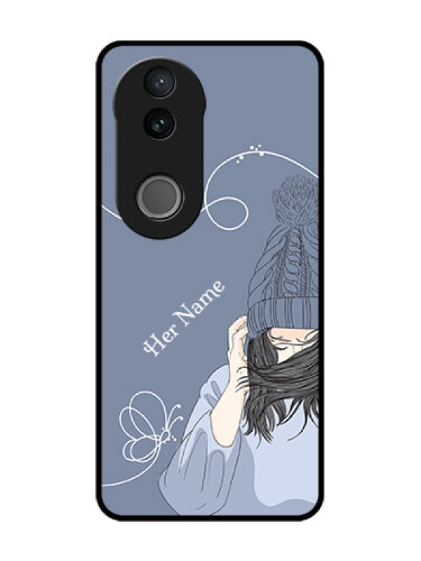 Custom Vivo V50 5G Custom Glass Phone CaseGirl In Winter Outfit Design