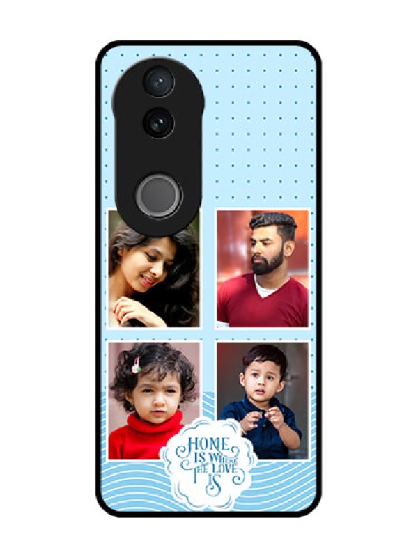 Custom Vivo V50 5G Custom Glass Phone CaseCute Love Quote With 4 Pic Upload Design