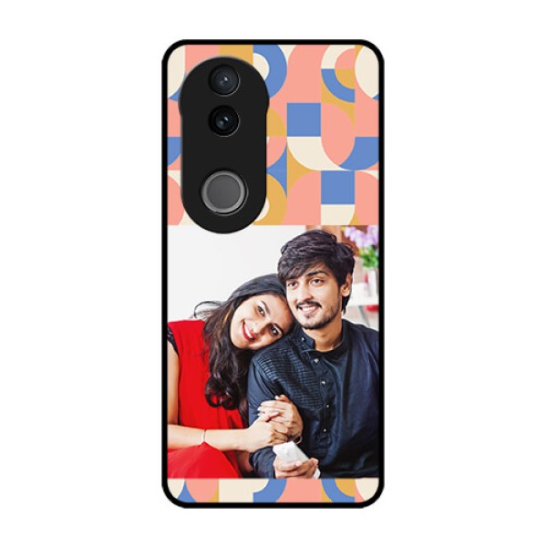 Vivo V50 5G Custom Glass Phone CaseSemi - Circle Maze Pattern Design