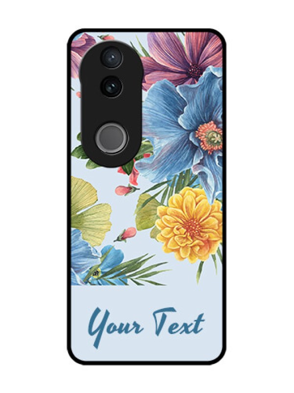 Custom Vivo V50 5G Custom Glass Phone CaseStunning Watercolored Flowers Painting Design